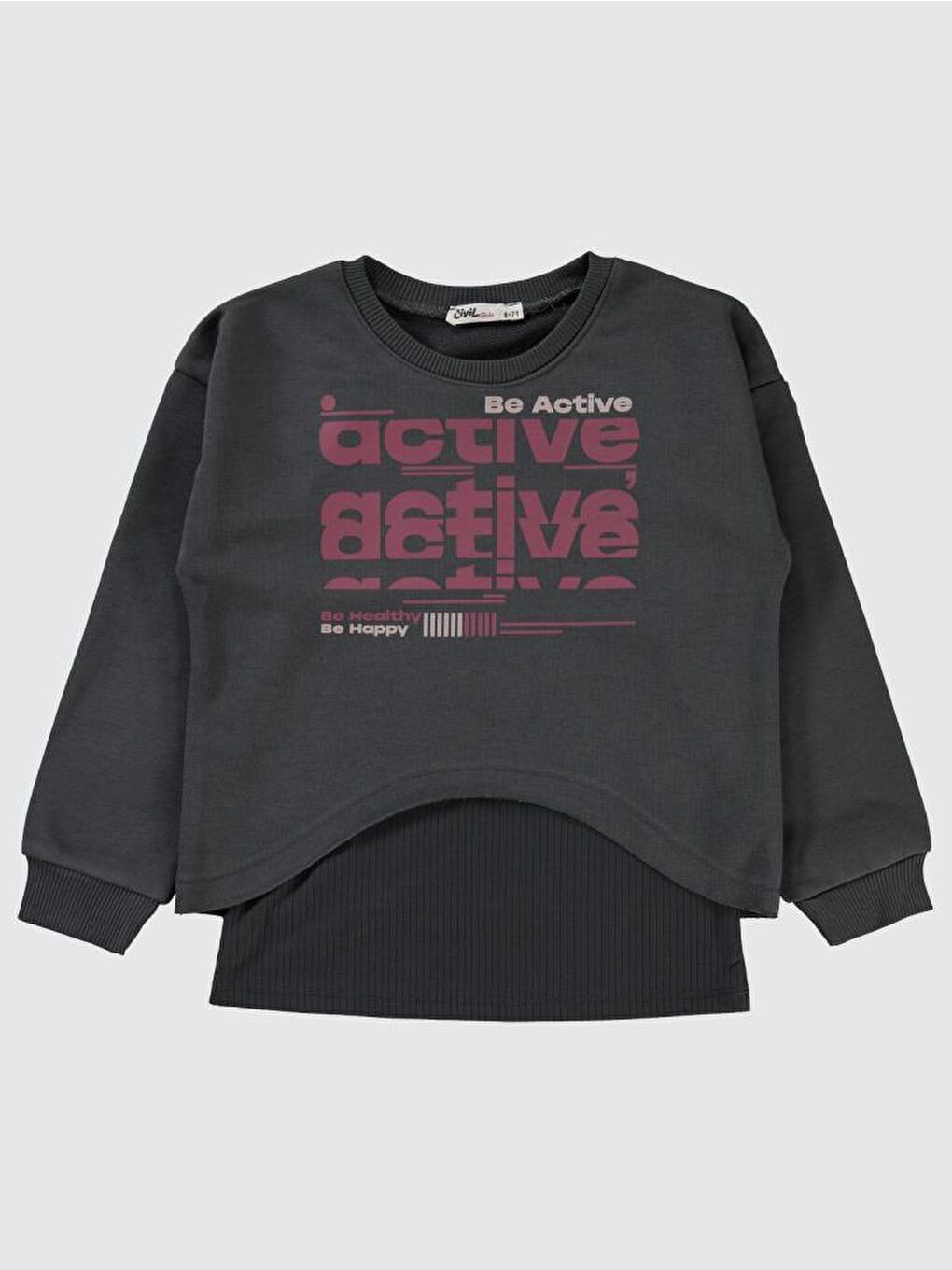 Gri Girls Active Baskılı 10-13 Yaş Sweatshirt