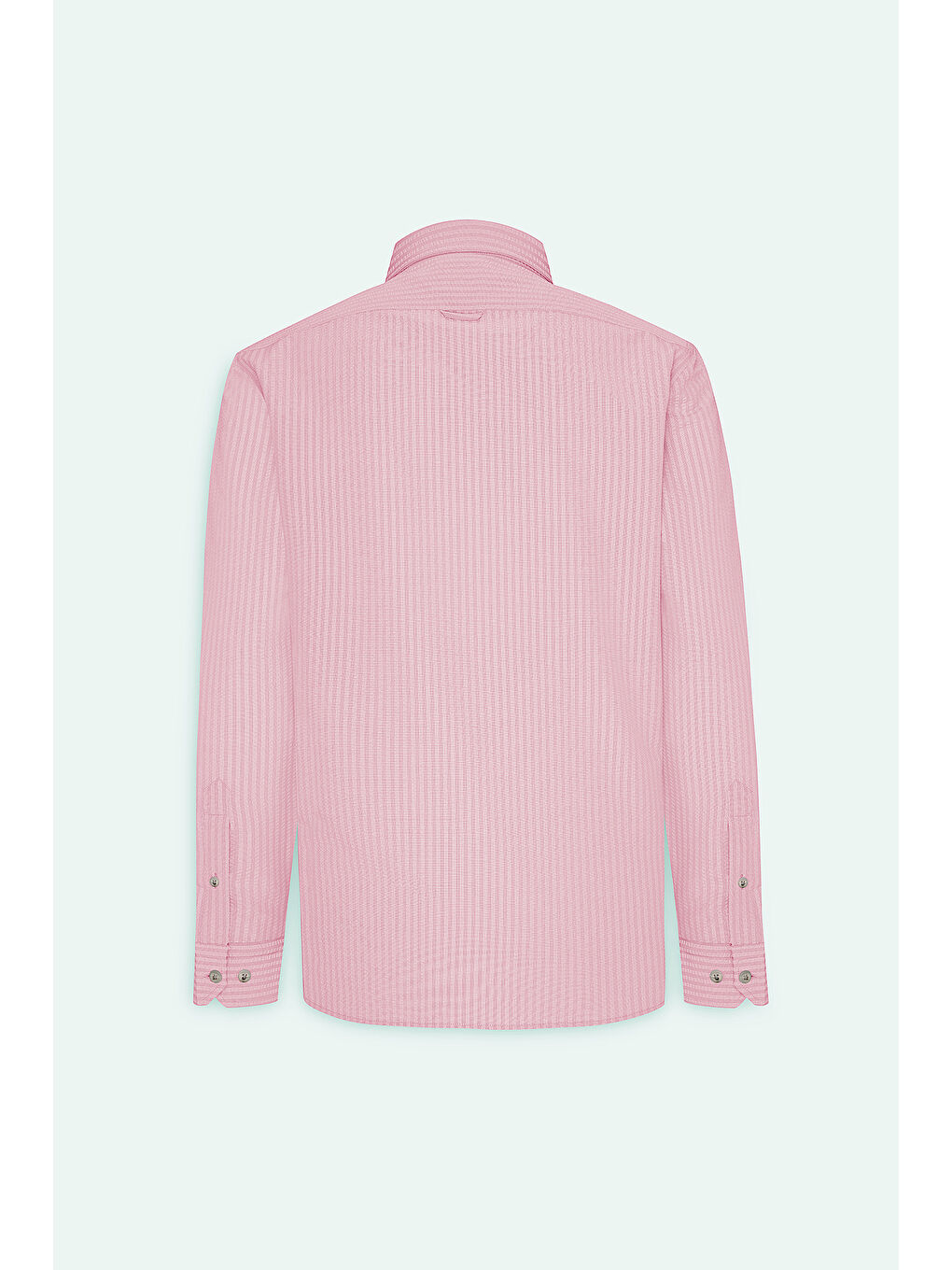 Erkek Pembe Slim Fit Dar Kesim Gofre Desenli Düğmeli Yaka Hafif Kumaş Gömlek-9