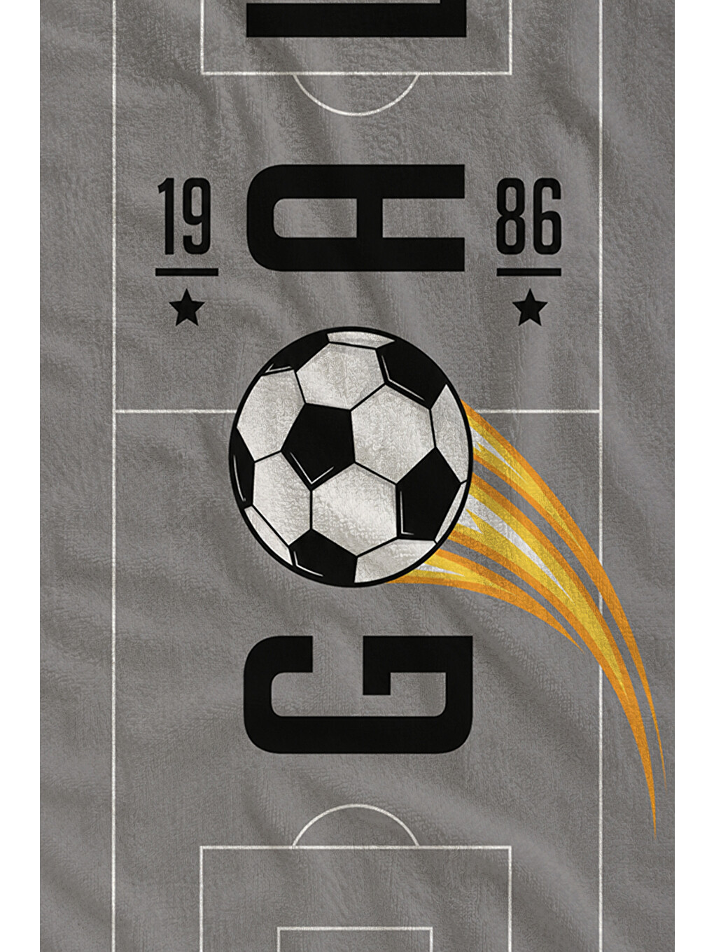 Sportif Goal Futbol Topu Gri Desenli 70x150 Plaj Havlusu - Dijital Baskılı Solmaz Banyo Havlusu-2