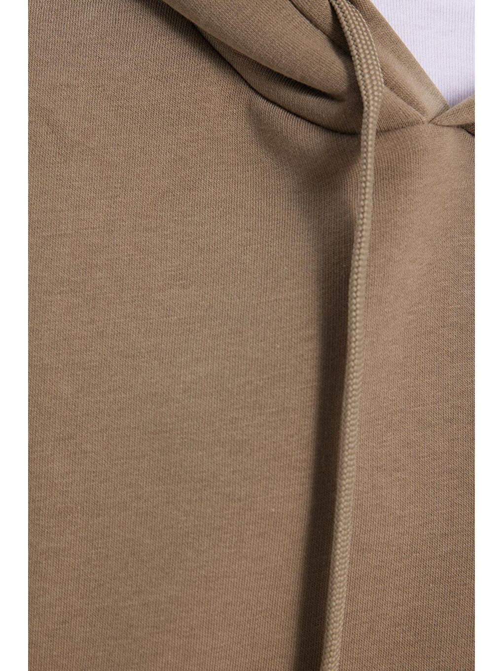 Kadın Oversize Geniş Kesim Pamuklu Yumuşak Dokulu İçi Polarlı Basic Yeşil Kapüşonlu Sweatshirt-5