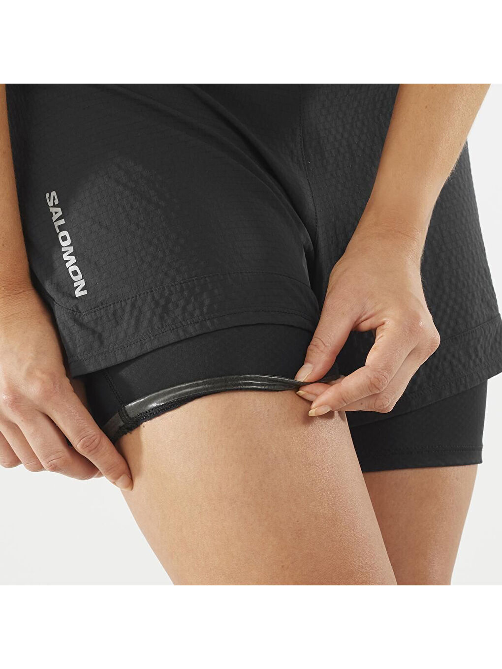 Sense Aero 2in1 Kadın Siyah Koşu Şortu-2