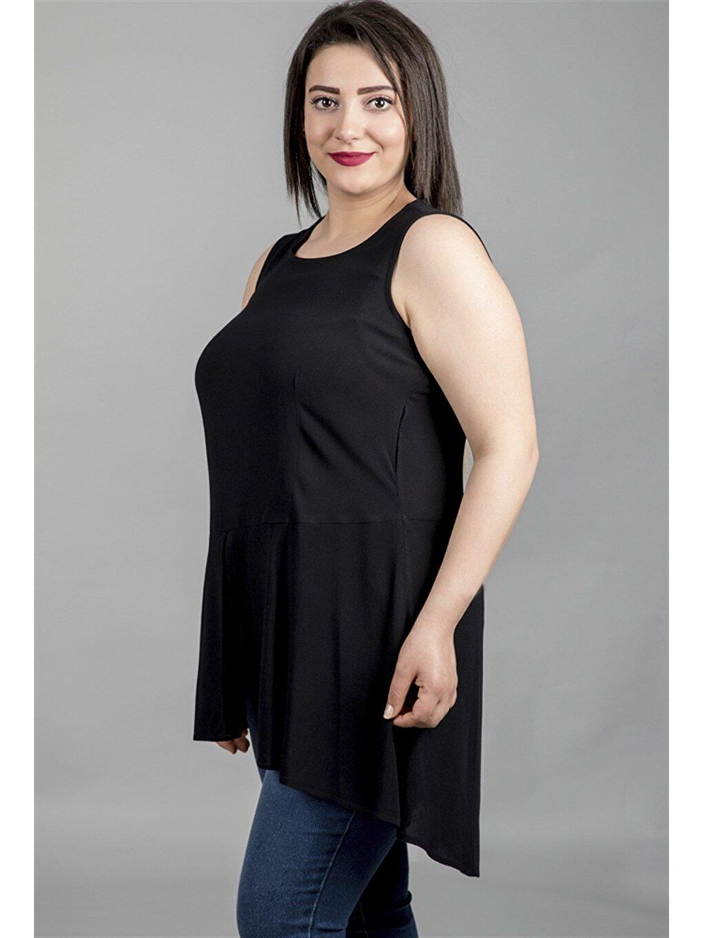 Siyah Belden Detaylı Uzun Tunik-1