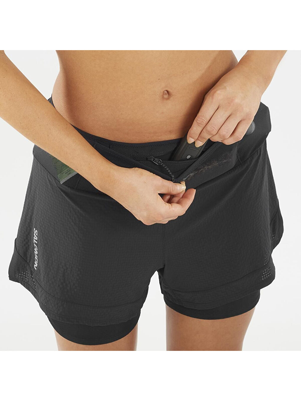 Sense Aero 2in1 Kadın Siyah Koşu Şortu-3