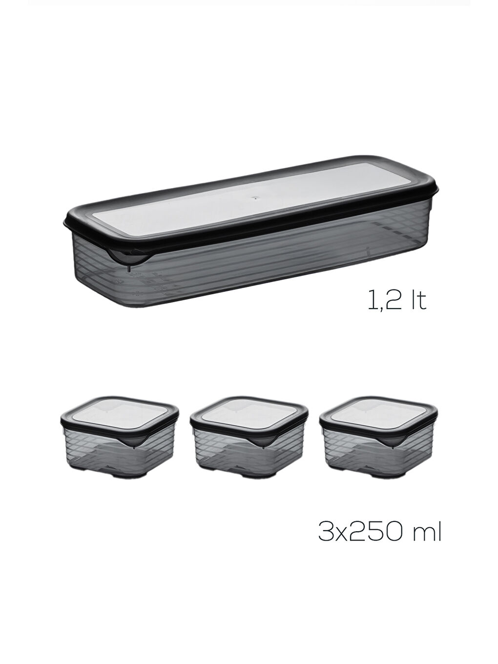 Gri 4369 FreshLock Vakumlu Kahvaltılık Çok Amaçlı Saklama Kabı Kahvaltı Seti-4