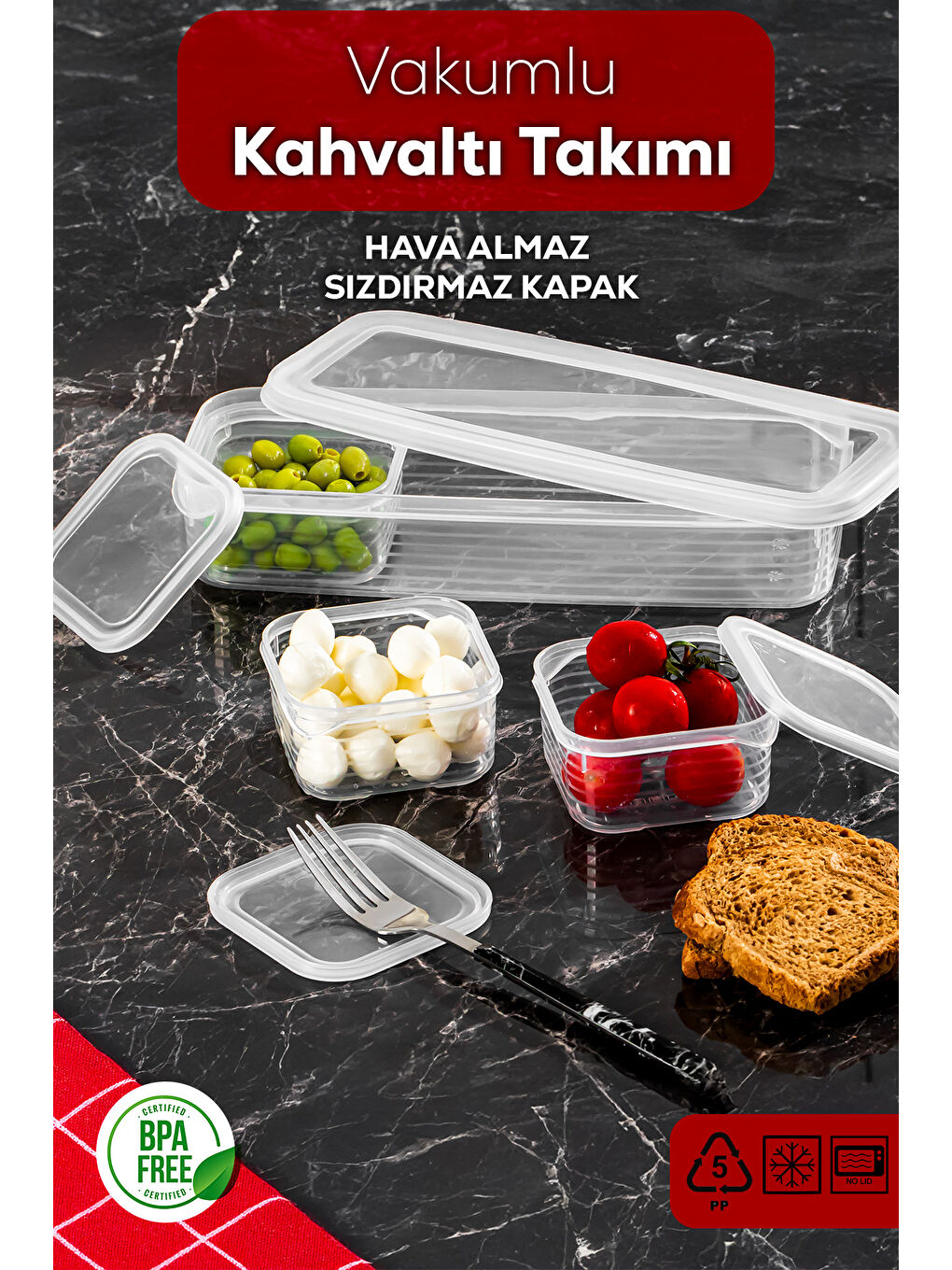 Renksiz 4368 FreshLock Vakumlu Kahvaltılık Çok Amaçlı Saklama Kabı Kahvaltı Seti