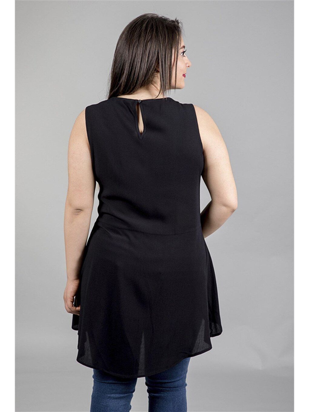 Siyah Belden Detaylı Uzun Tunik-2