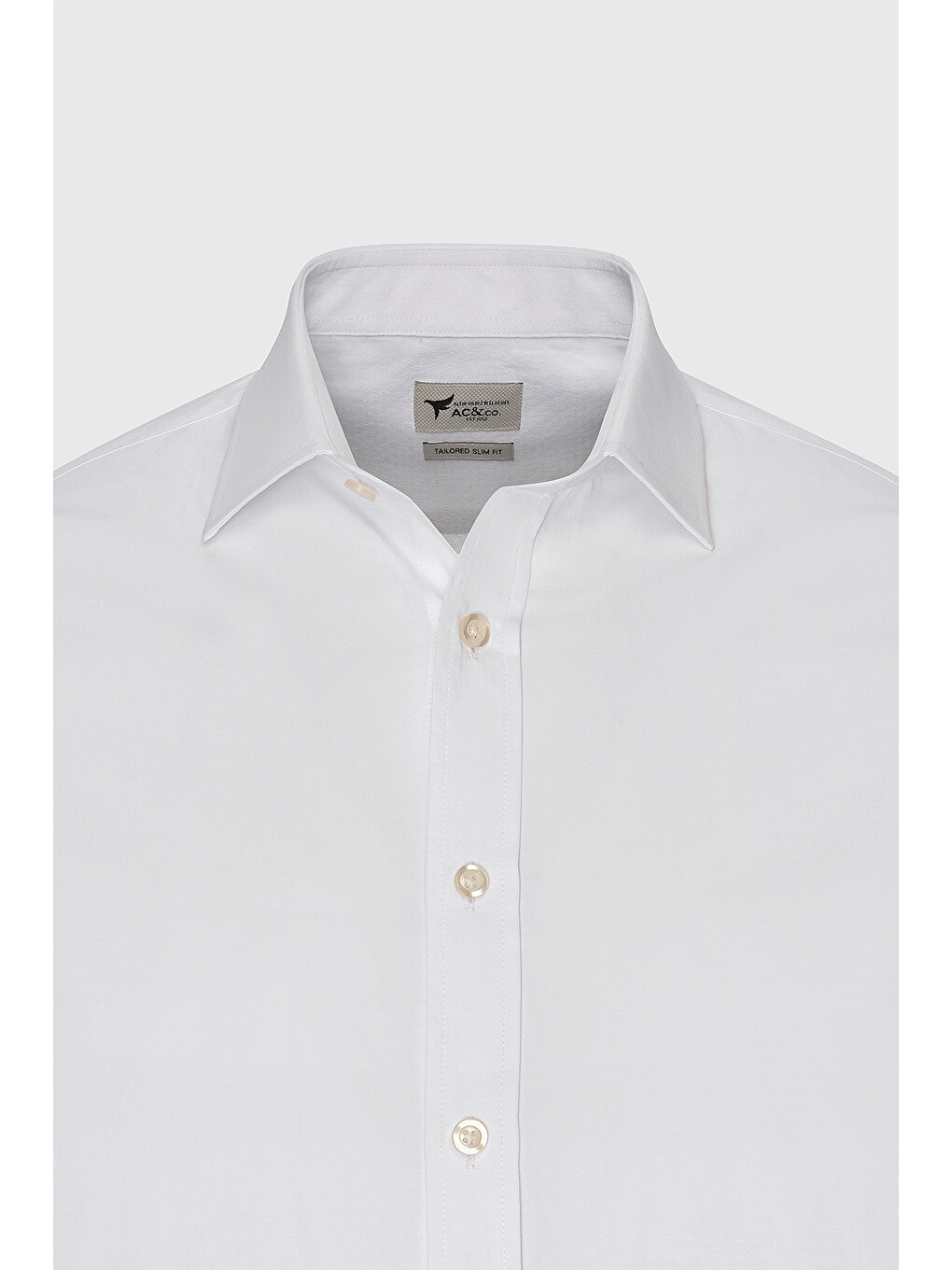 Erkek Beyaz Pamuklu Slim Fit Dar Kesim Klasik Yaka Armürlü Gömlek-7