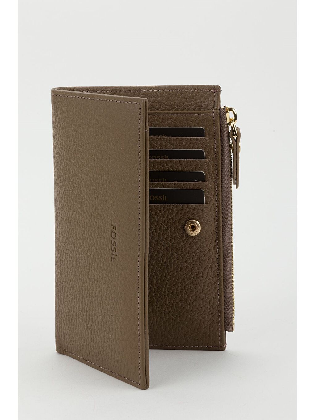 Bej Kutulu Hakiki Deri Mürdüm Orta Boy Kadın El Portföyü Kartlık Cüzdan-3