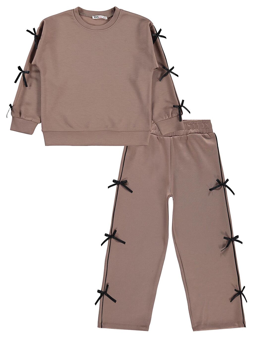 Girls Fiyonklu 10-13 Yaş Eşofman Takımı - Bej-2