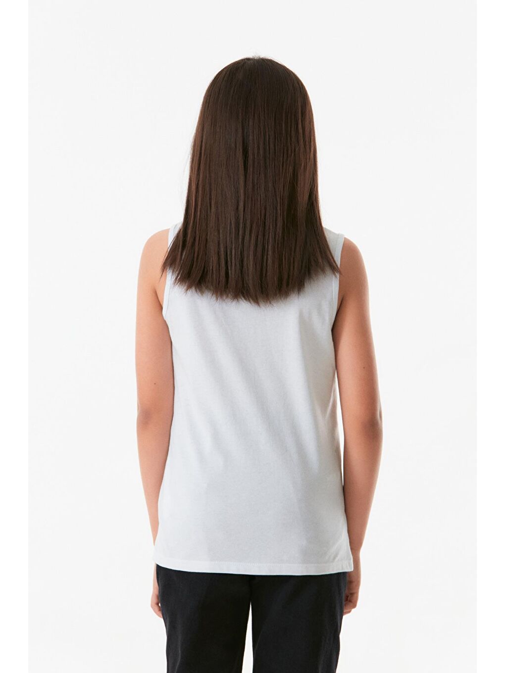 Beyaz Baskılı Kolsuz Kız Çocuk Atlet-3