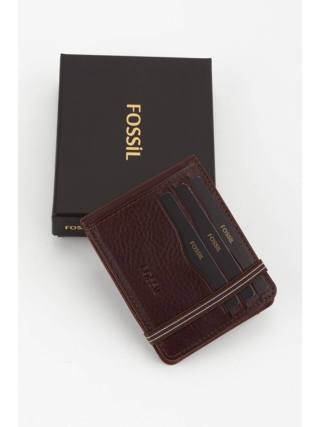 Kahverengi Kutulu Hakiki Deri Şeffaf Kartlıklı Lacivert Lastik Kapamalı El Portföyü Kartlık Cüzdan-5