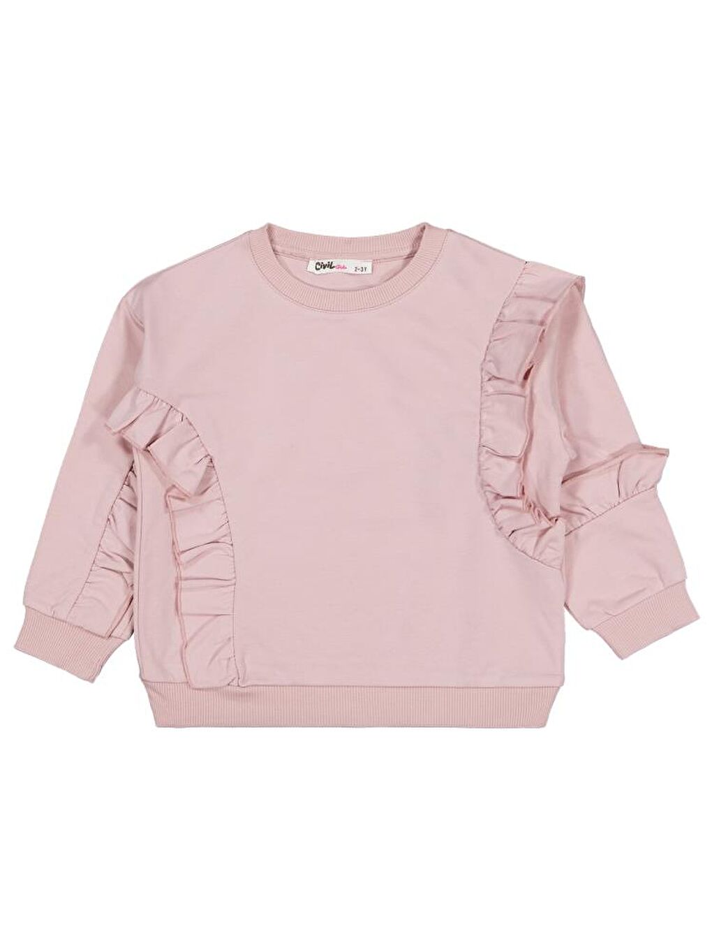Pembe Girls Fırfırlı 2-5 Yaş Sweatshirt