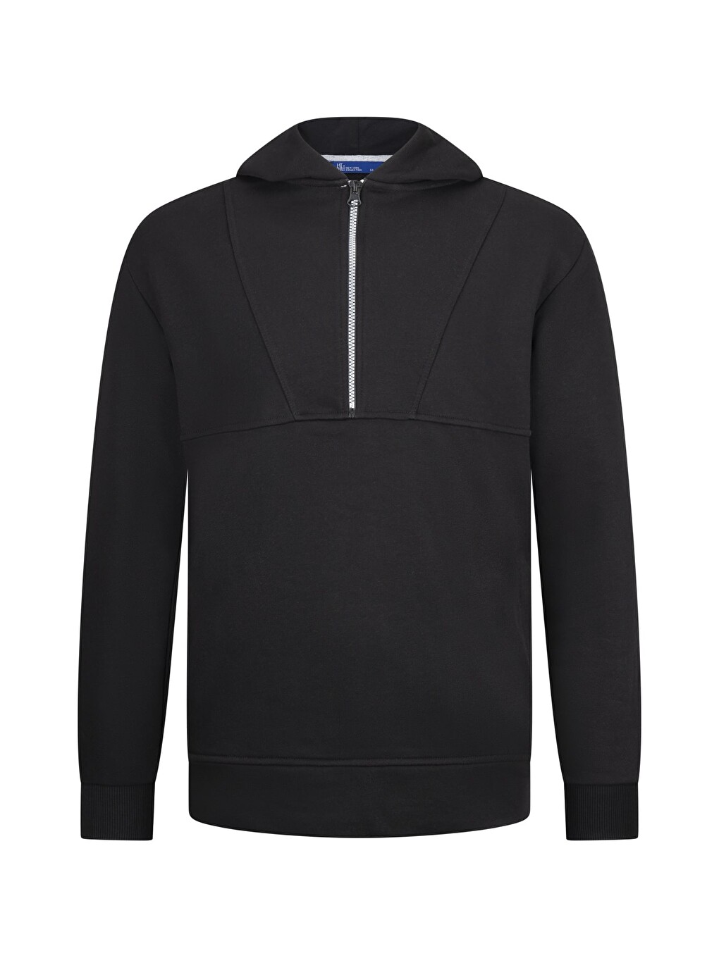 Siyah Regular Fit Fermuarlı Kapüşonlu Sweatshirt