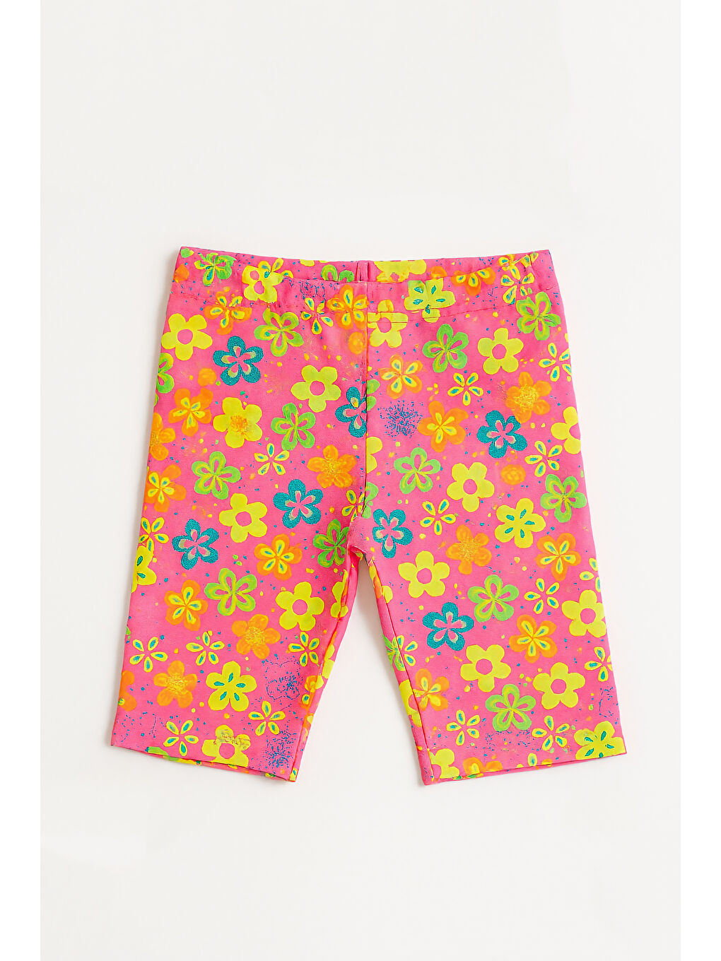 Karışık Çiçek Desenli Renkli Kız Çocuk Kısa Tayt – 2'li Paket-1