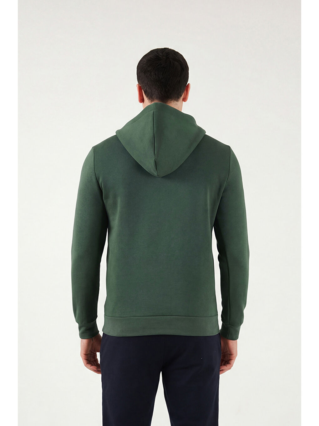 Yeşil Kanguru Cepli Fermuarlı Kapüşon Yaka Slim Fit Erkek Sweat 575707-5