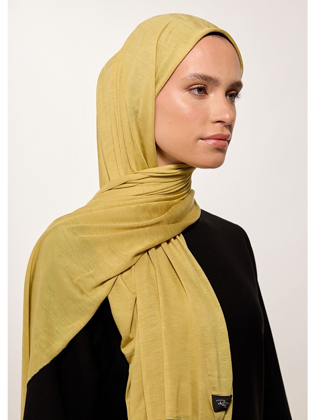 Tesettür Şal - Yağ Yeşili Penye-3