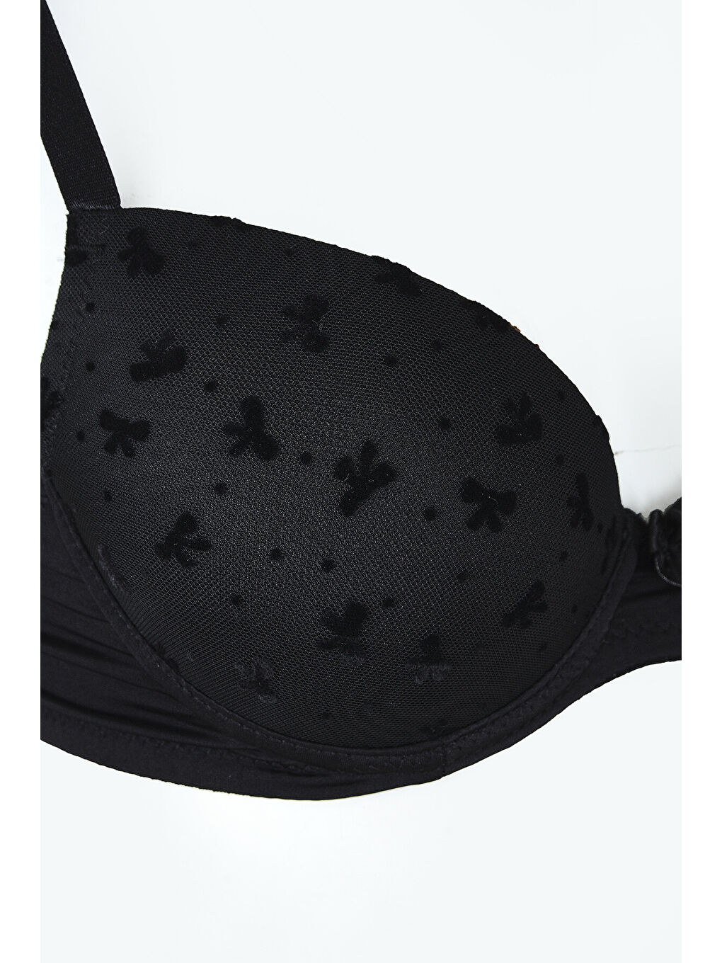 Siyah Bow Desteksiz Sütyen-1