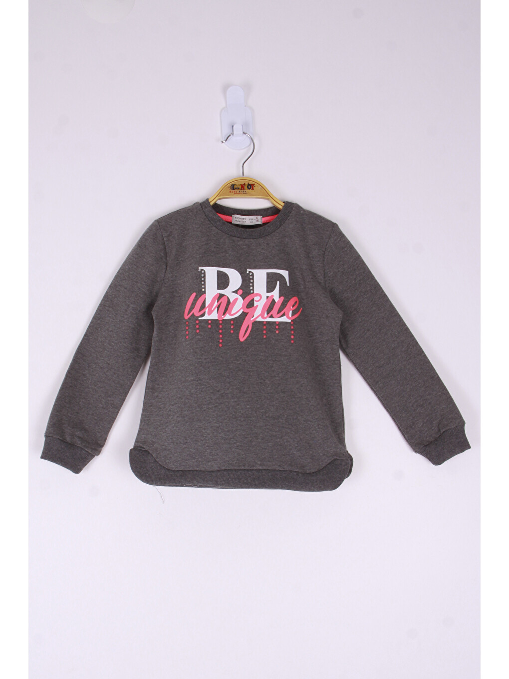 Antrasit Kız Çocuk Be Baskılı Sweatshirt
