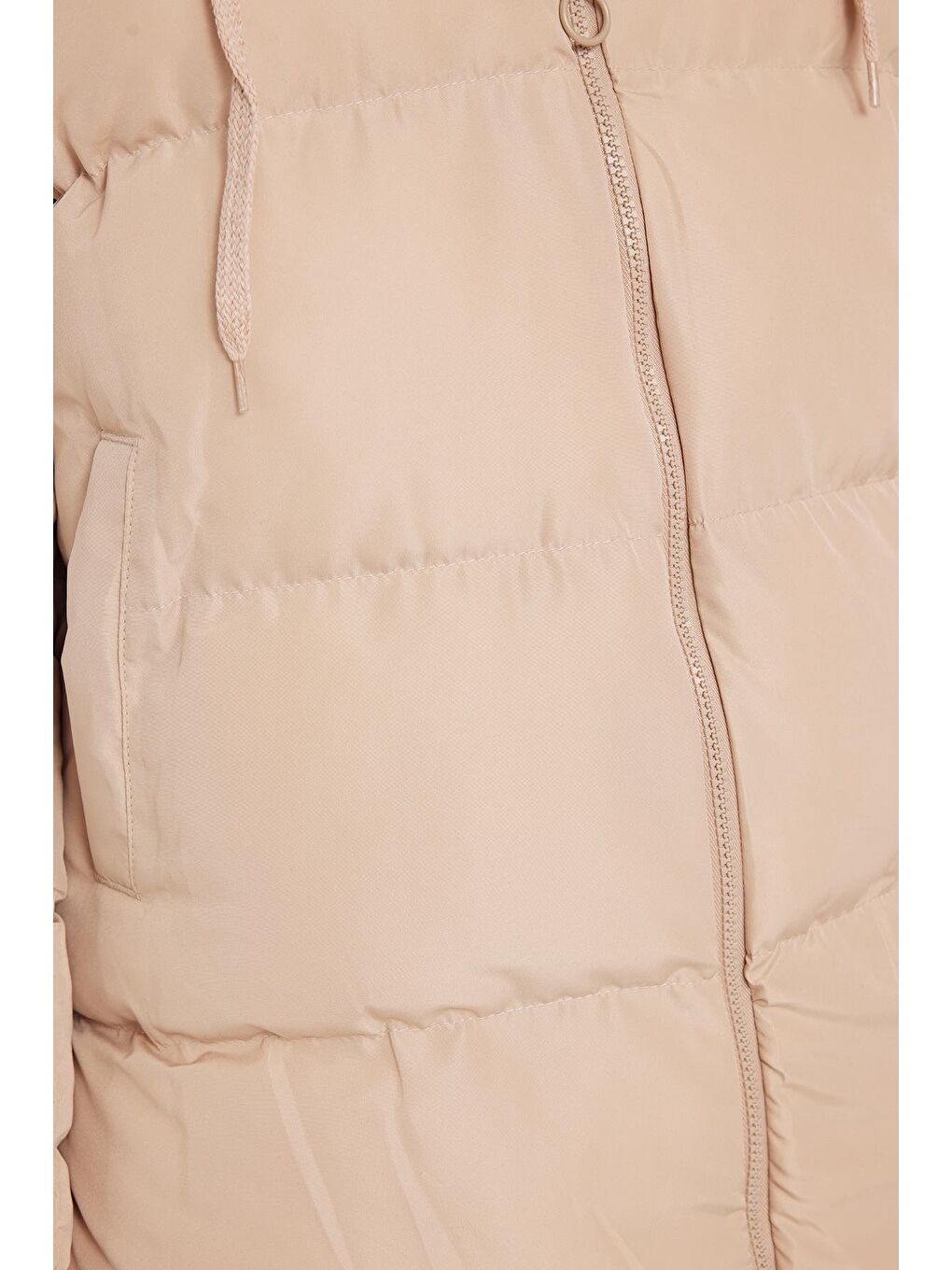 Kahverengi Kadın Relax Fit Rahat Kesim Su Geçirmez Kapüşonlu Camel Mont-2