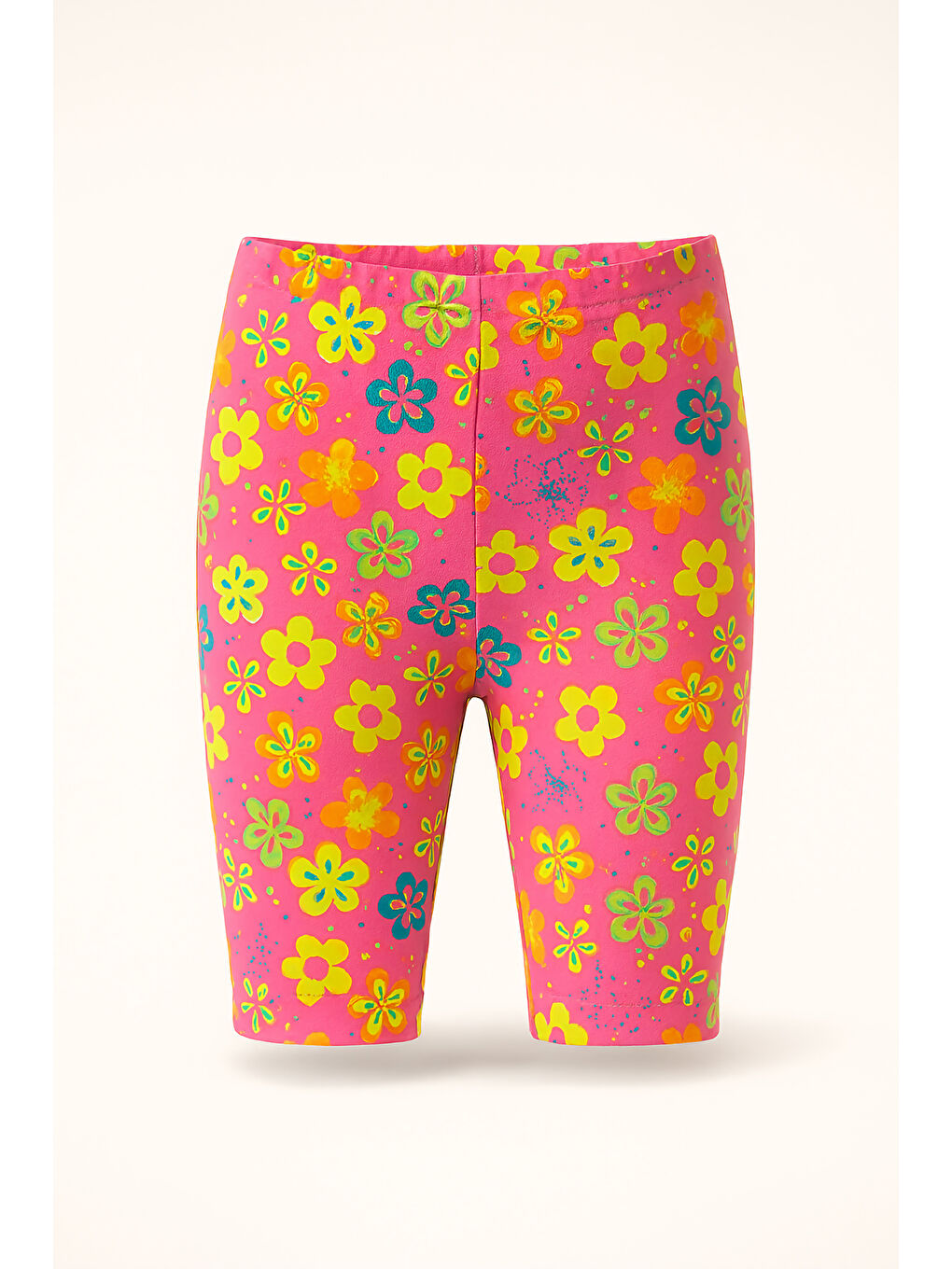 Karışık Çiçek Desenli Renkli Kız Çocuk Kısa Tayt – 2'li Paket-3