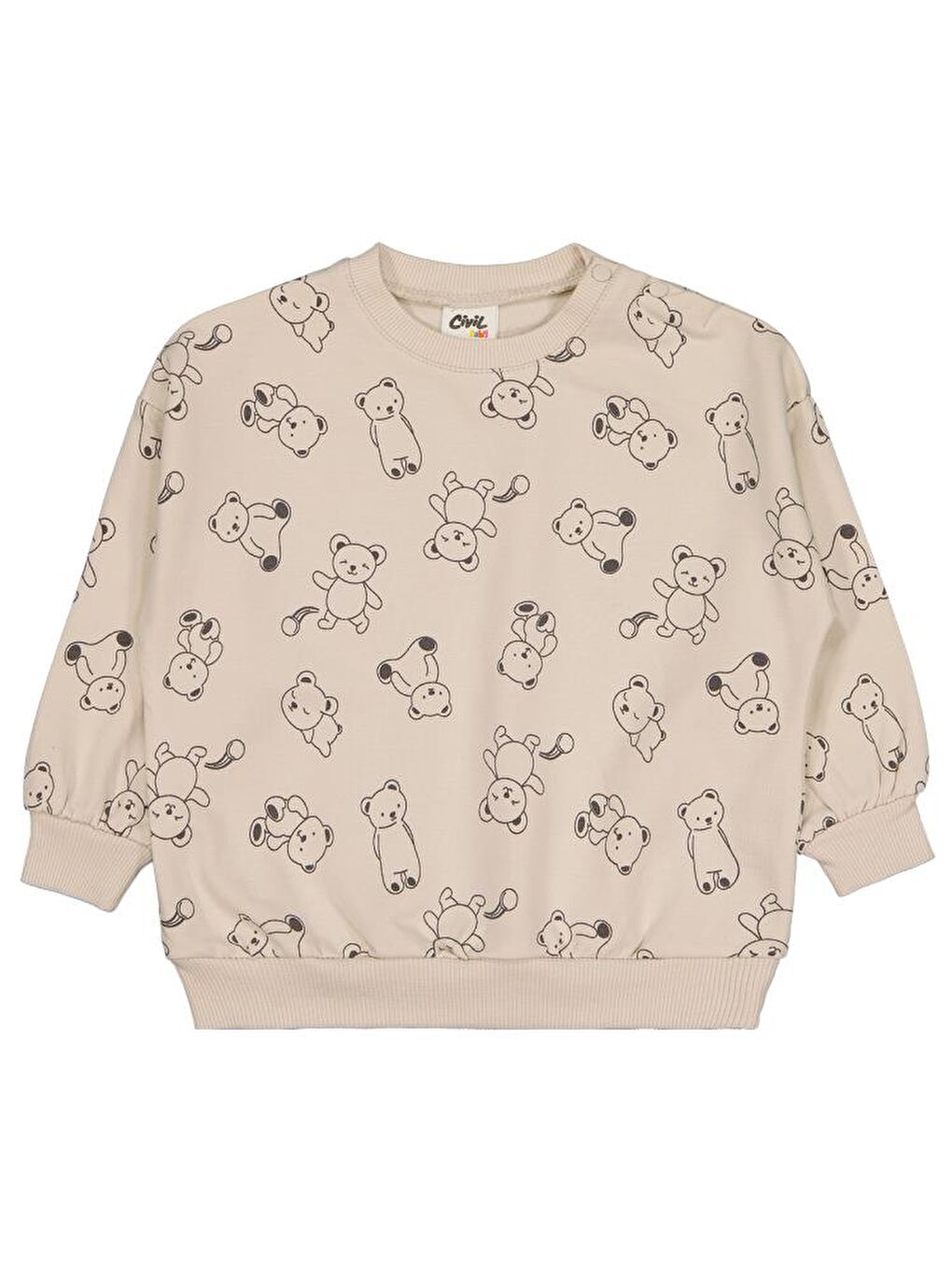 Bej Baby Kontür Ayı Empirme 6-18 Ay Sweatshirt