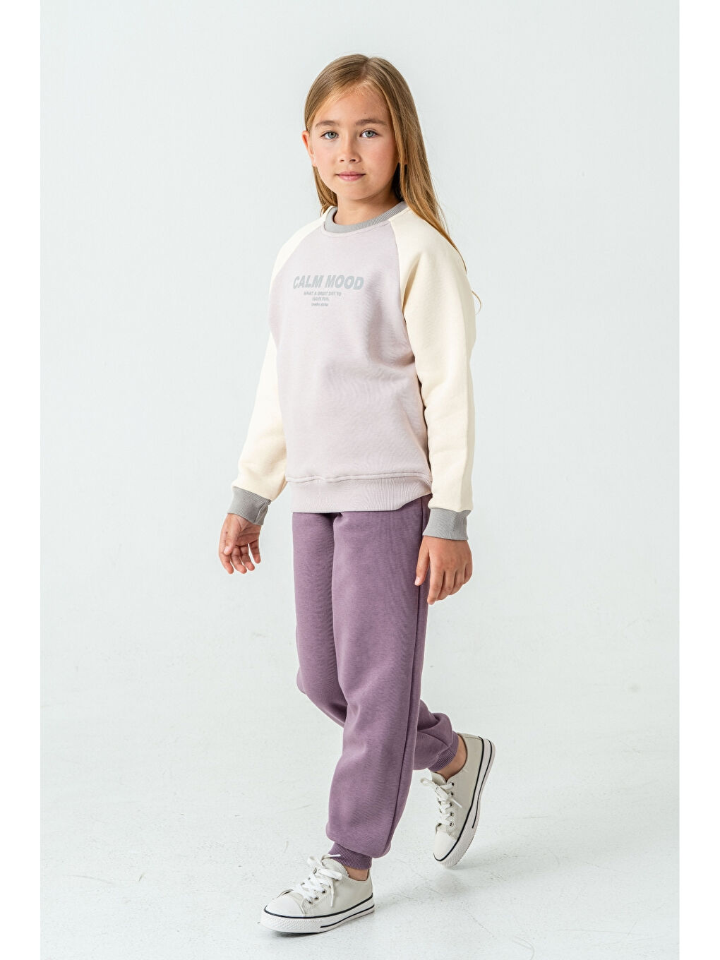Mürdüm Kız Çocuk Calm Mood Baskılı Alt Üst Eşofman Takımı Ak4209-1