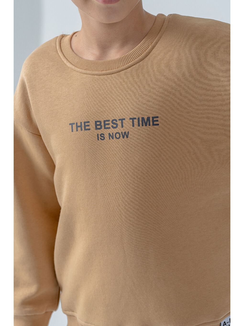 Kahverengi Erkek Çocuk The Best Tıme Is Now Baskılı Alt Üst Eşofman Takımı Ak4230-3