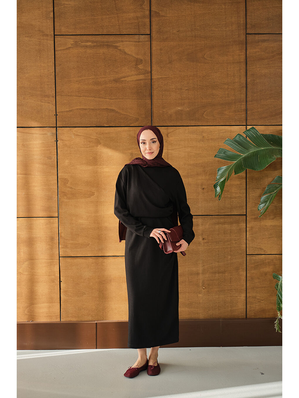 Kadın Önü Parça Detaylı Elbise Siyah-1