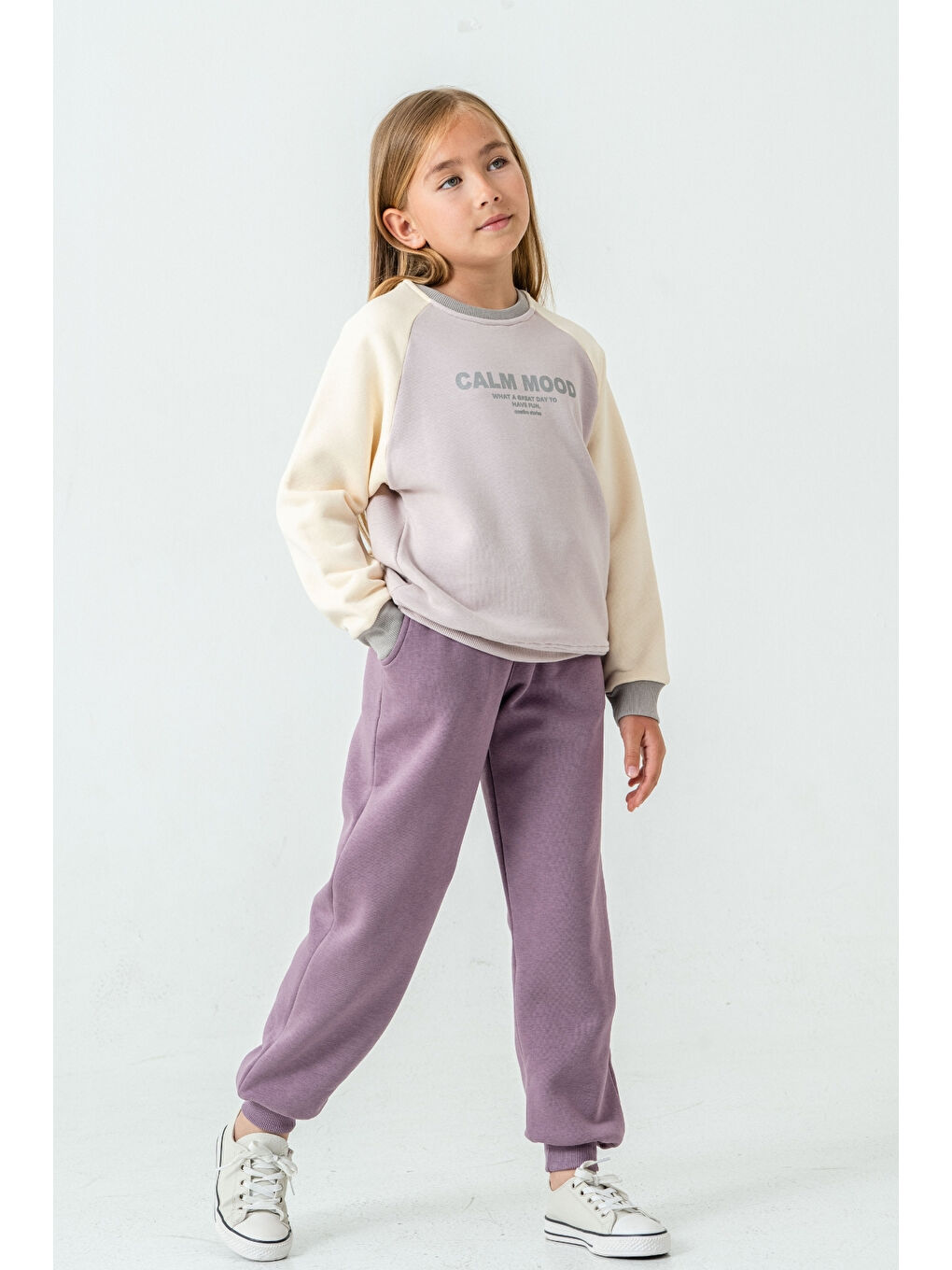 Mürdüm Kız Çocuk Calm Mood Baskılı Alt Üst Eşofman Takımı Ak4209-3