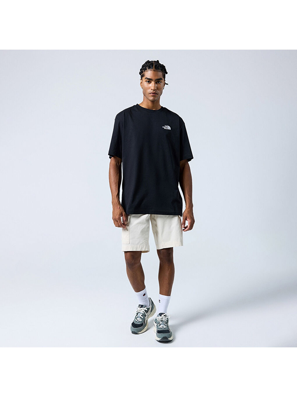 Essential Oversize Erkek Siyah Yuvarlak Yaka Tişört-1