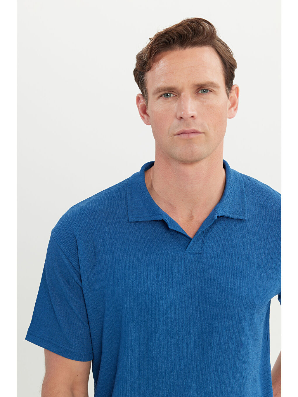 Erkek Lacivert Relax Fit Rahat Kesim Polo Yaka Tişört-3