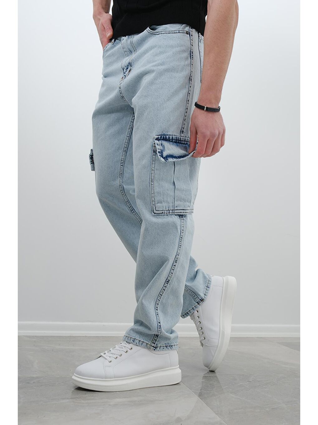 Oksit Açık Mavi Cio 1250 Komando Baggy Fit h Kargo jean Pantolon - 2