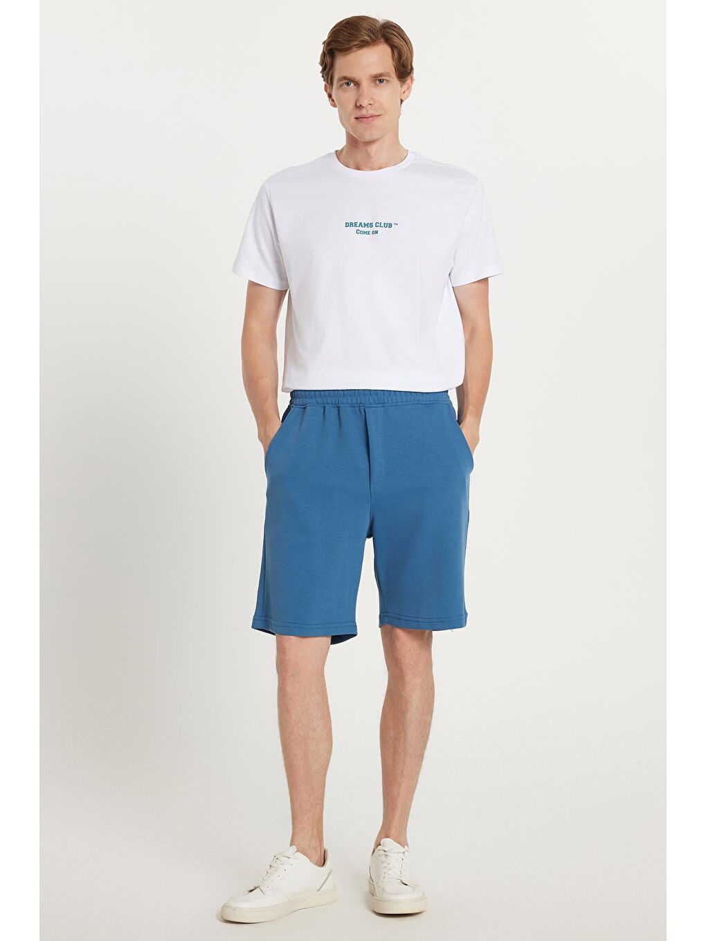 Erkek Regular Fit Klasik Kesim 3 Cepli Beli Lastikli İndigo Şort-1