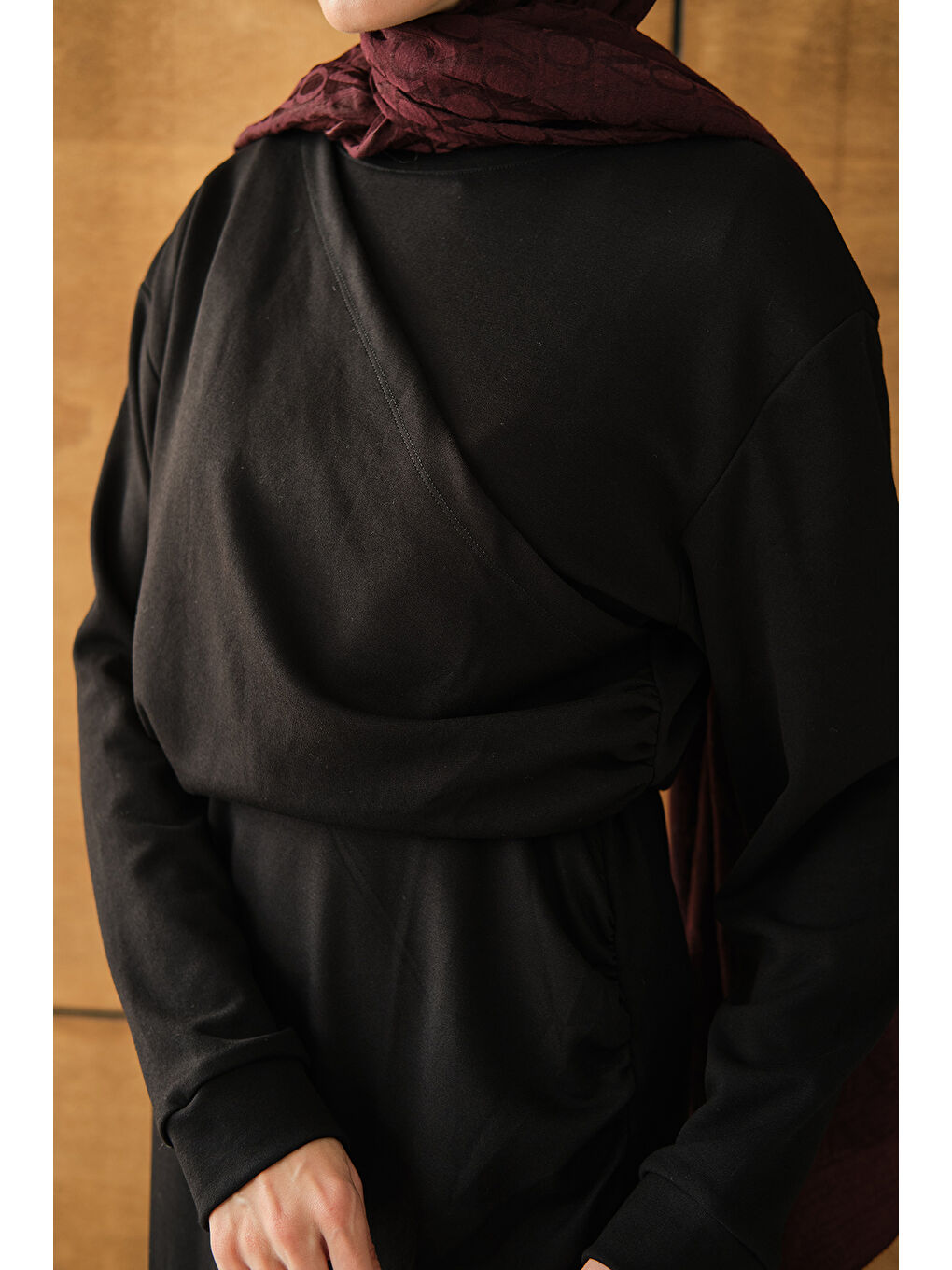 Kadın Önü Parça Detaylı Elbise Siyah-4