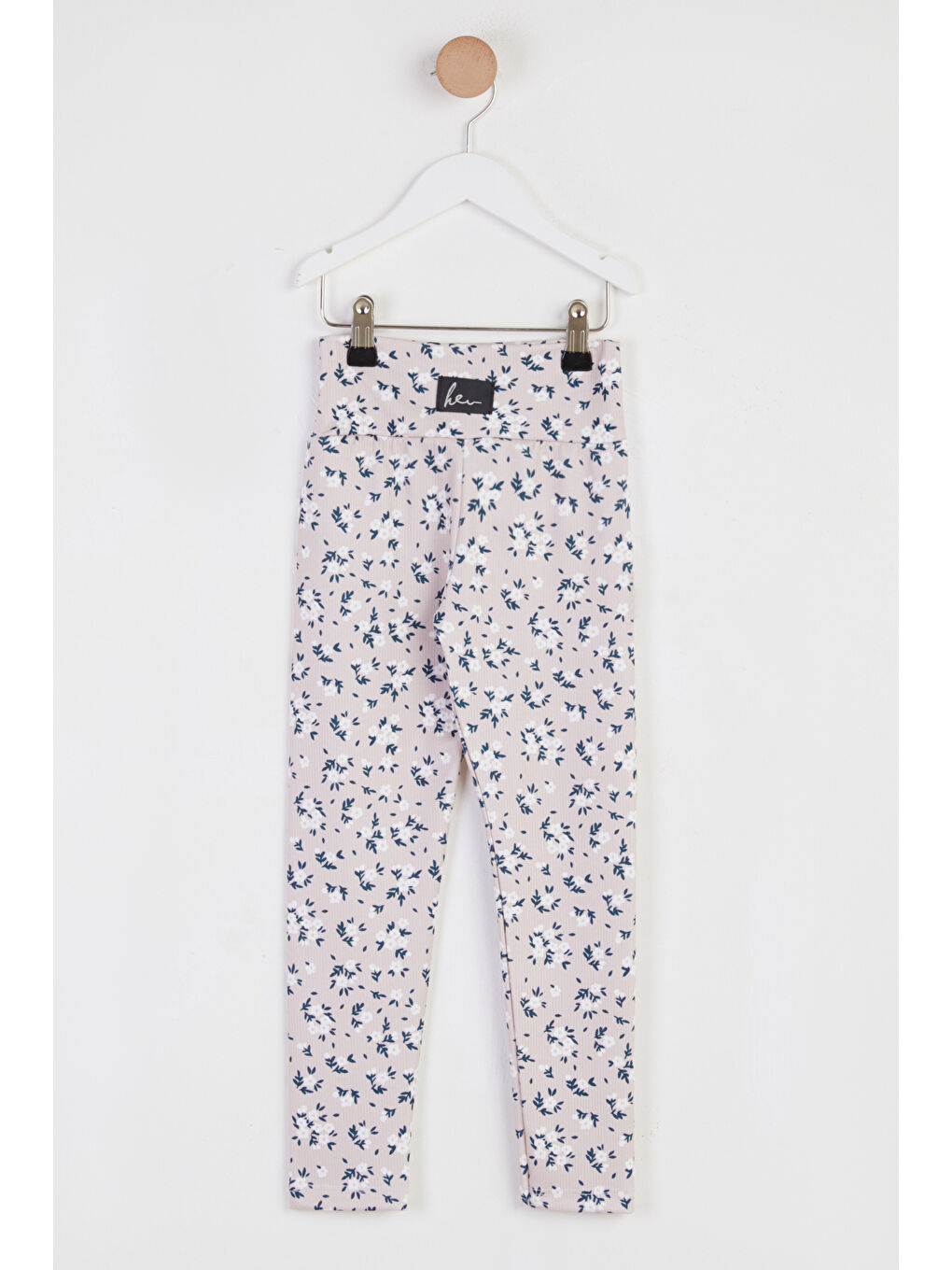 Pembe Kız Çocuk Pudra Çiçek Desenli Tayt - 25510