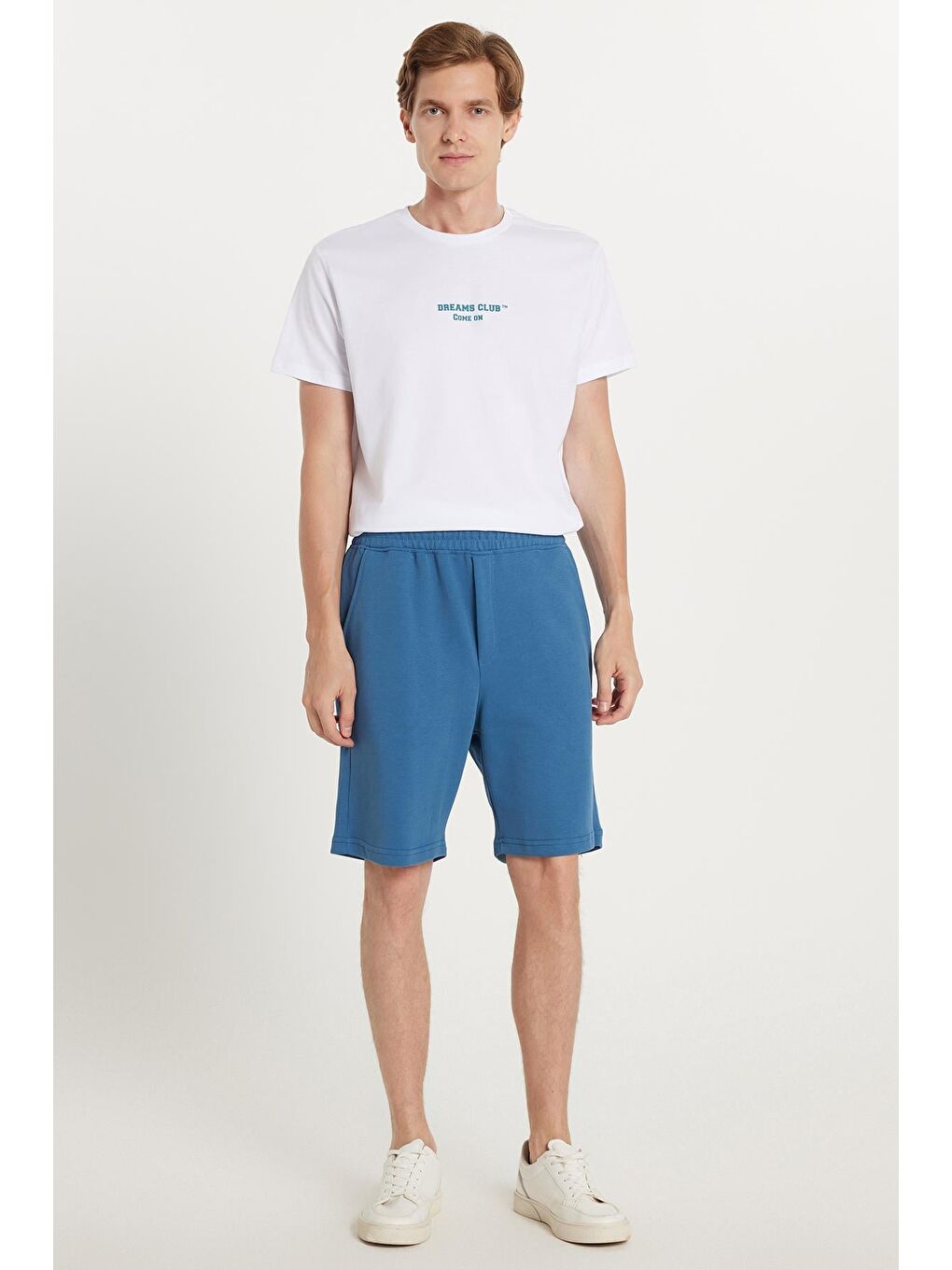 Erkek Regular Fit Klasik Kesim 3 Cepli Beli Lastikli İndigo Şort-3