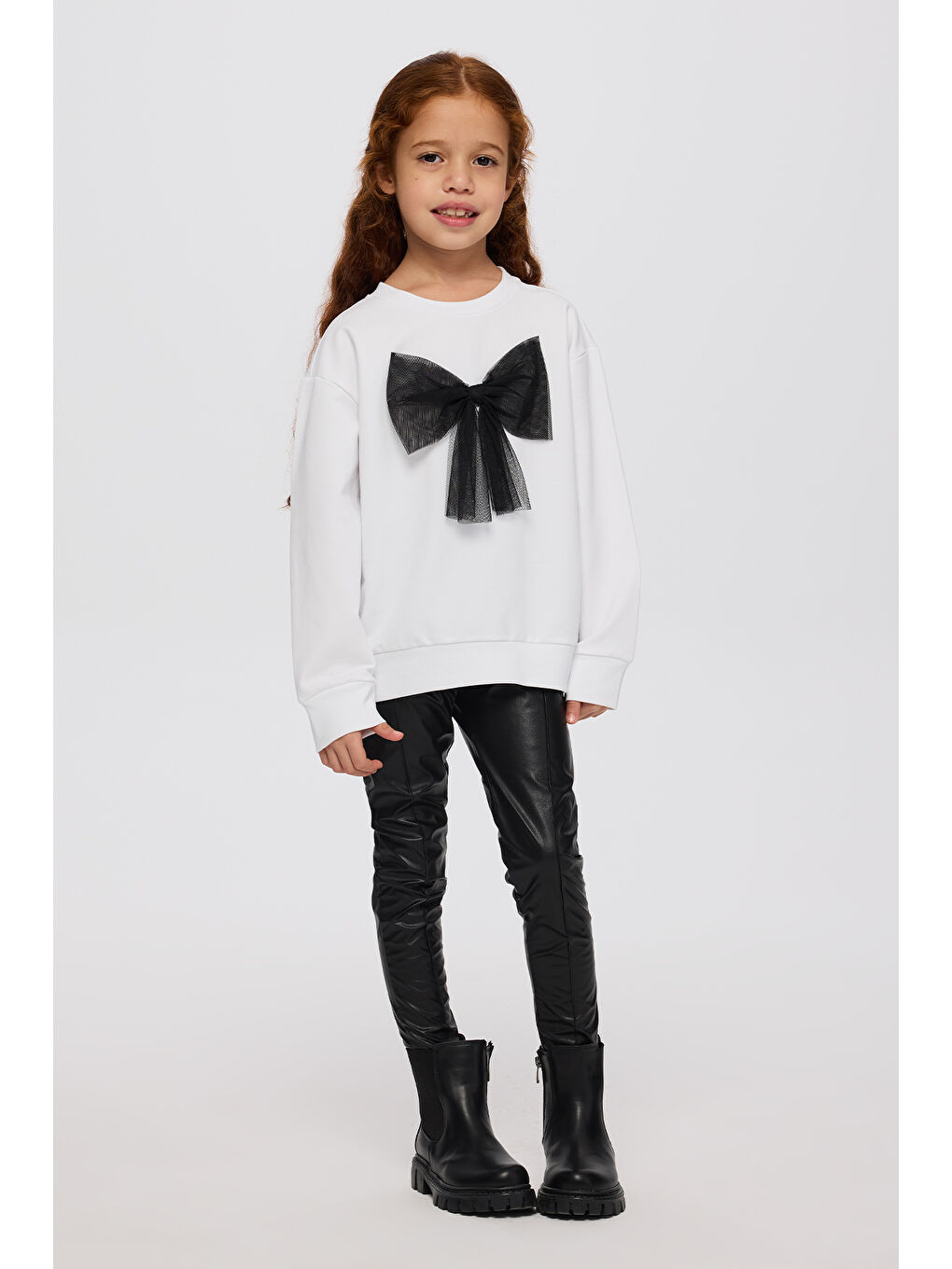 Beyaz Kız Çocuk Sweatshirt Siyah