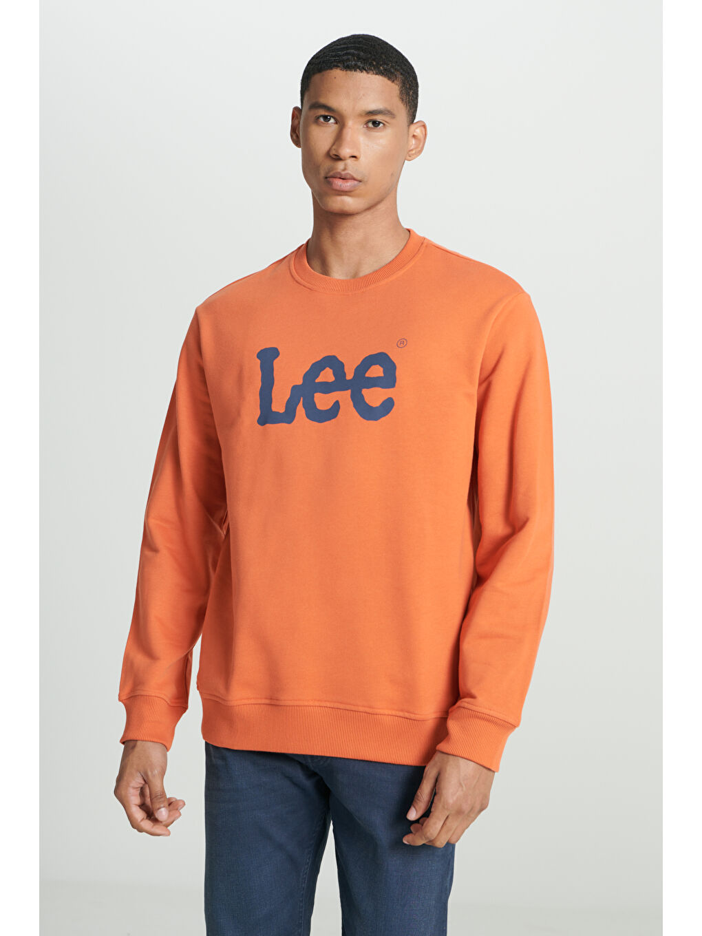 Turuncu Regular Fit Normal Kesim %100 Pamuk Sıfır Yaka Sweatshirt-1