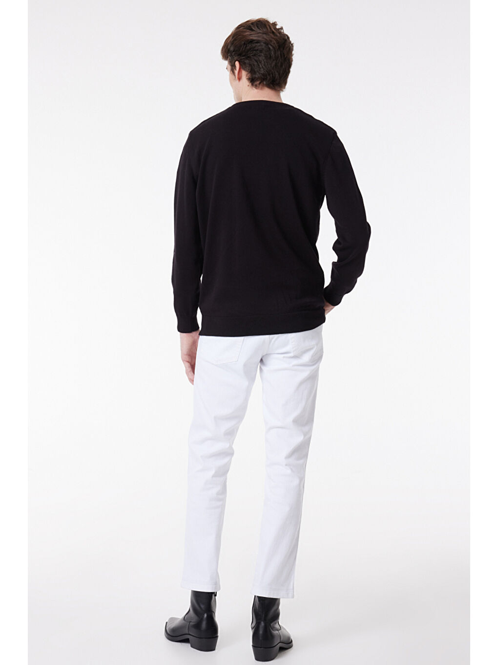 Siyah Regular Fit Normal Kesim Sıfır Yaka Triko-6