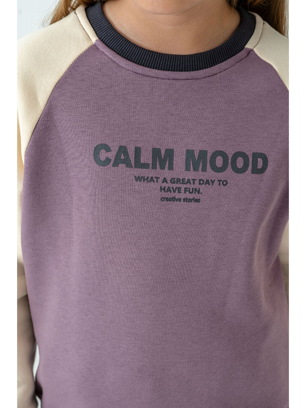 Lila Kız Çocuk Calm Mood Baskılı Alt Üst Eşofman Takımı Ak4209-4