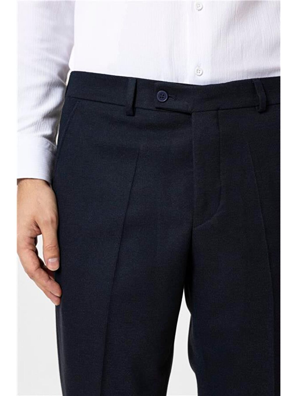 Lacivert Regular Düz Pantolon-3