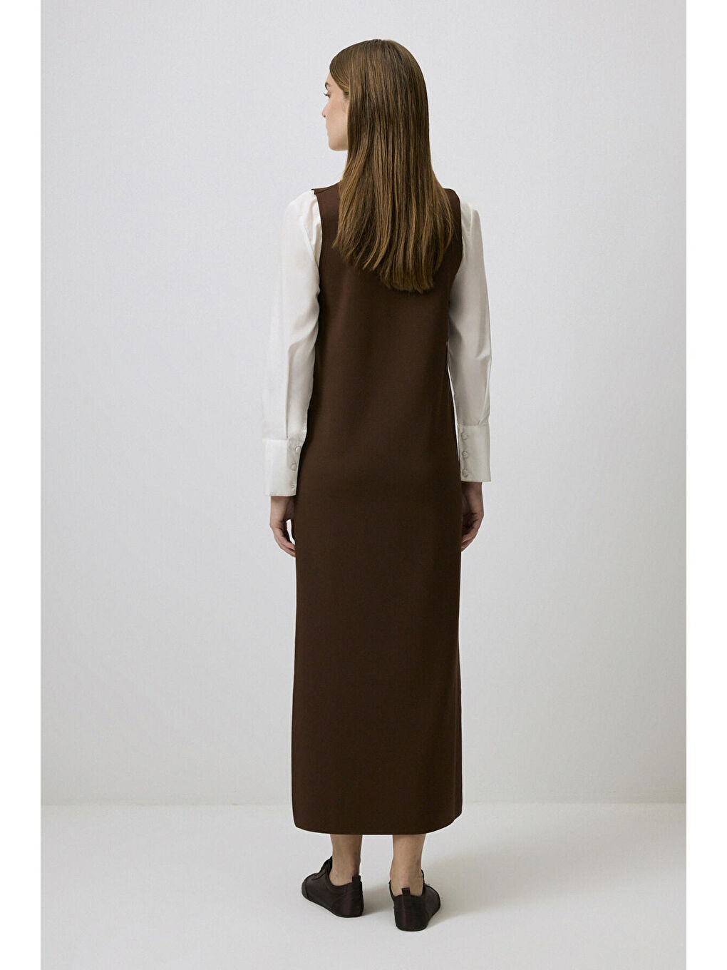 Kahverengi Triko Jile Elbise-3