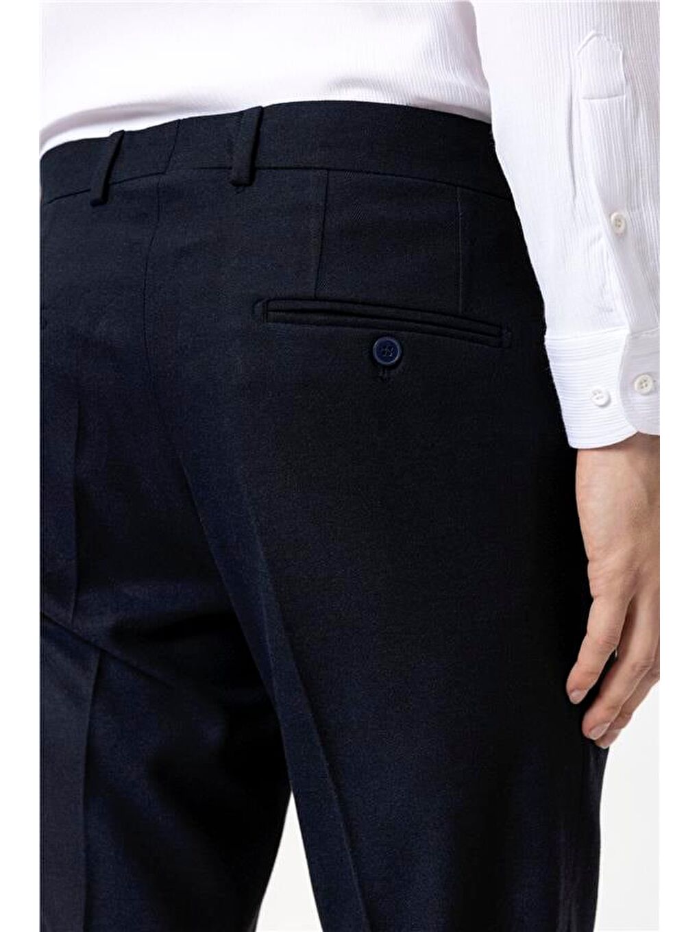 Lacivert Regular Düz Pantolon-4