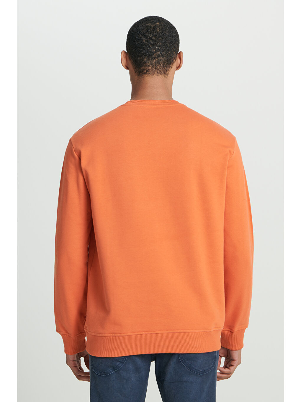 Turuncu Regular Fit Normal Kesim %100 Pamuk Sıfır Yaka Sweatshirt-4