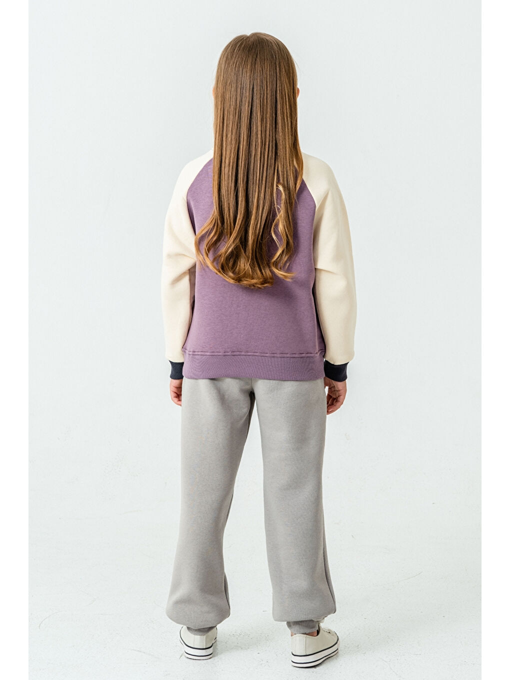 Lila Kız Çocuk Calm Mood Baskılı Alt Üst Eşofman Takımı Ak4209-5