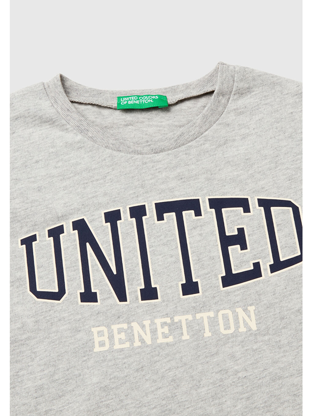 United Colors Of Benetton Erkek Çocuk Gri Melanj Önü Logo Baskılı Sweatshirt - 1