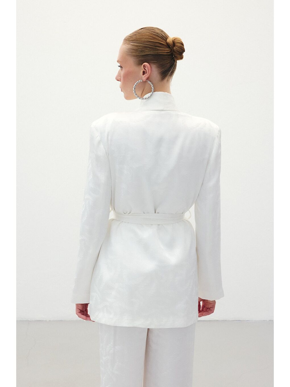 Jakar Saten Ceket - Ekru-6