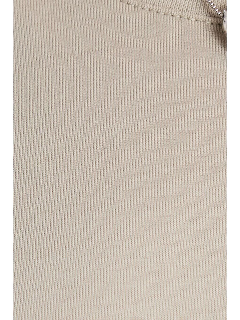 Bej Kadın Bol Kesim Rahat Duruş %100 Pamuk Yumuşak Dokulu Yeşil Bisiklet Yaka Tişört-5