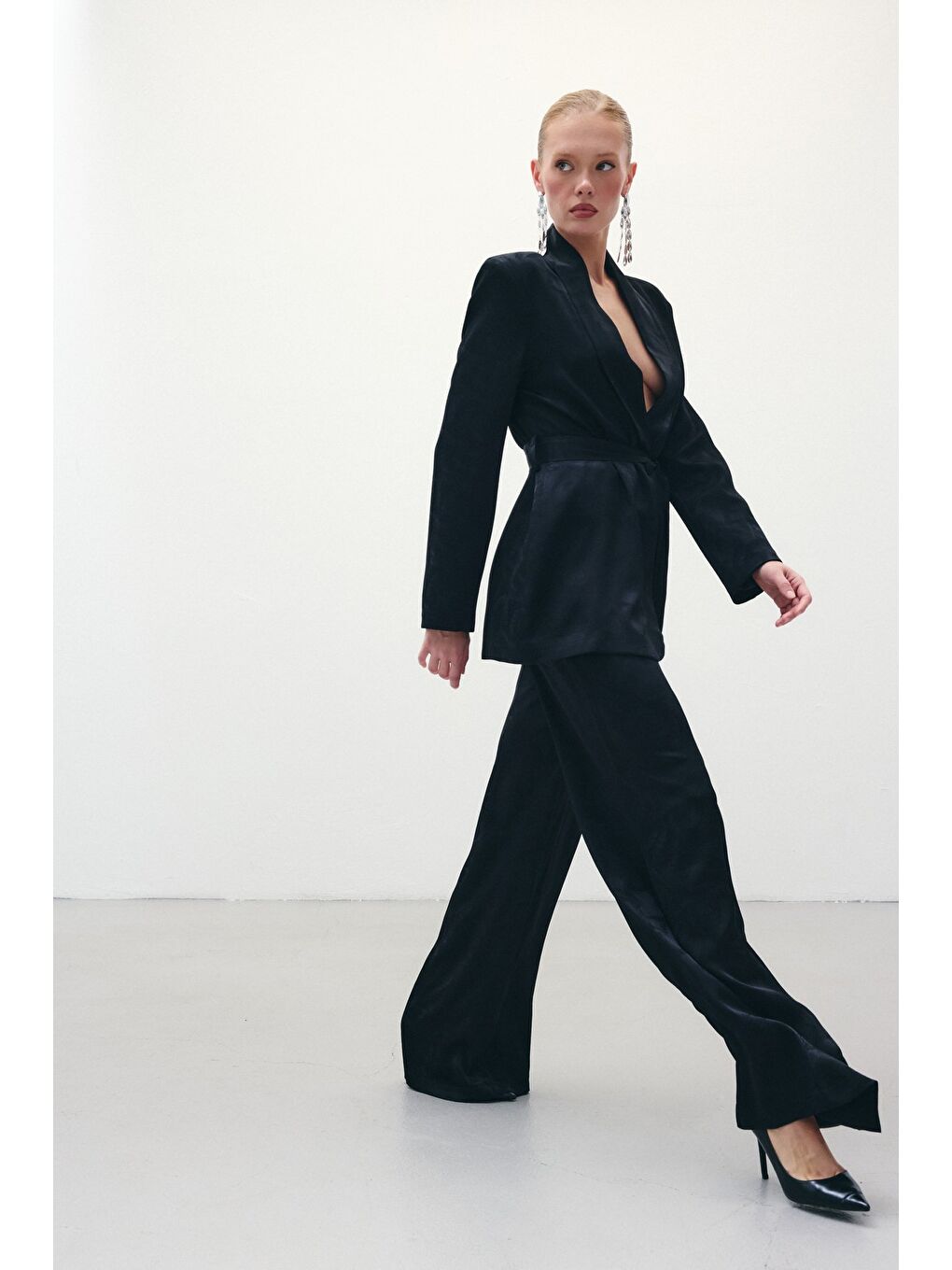 Jakar Saten Pantolon - Siyah-4