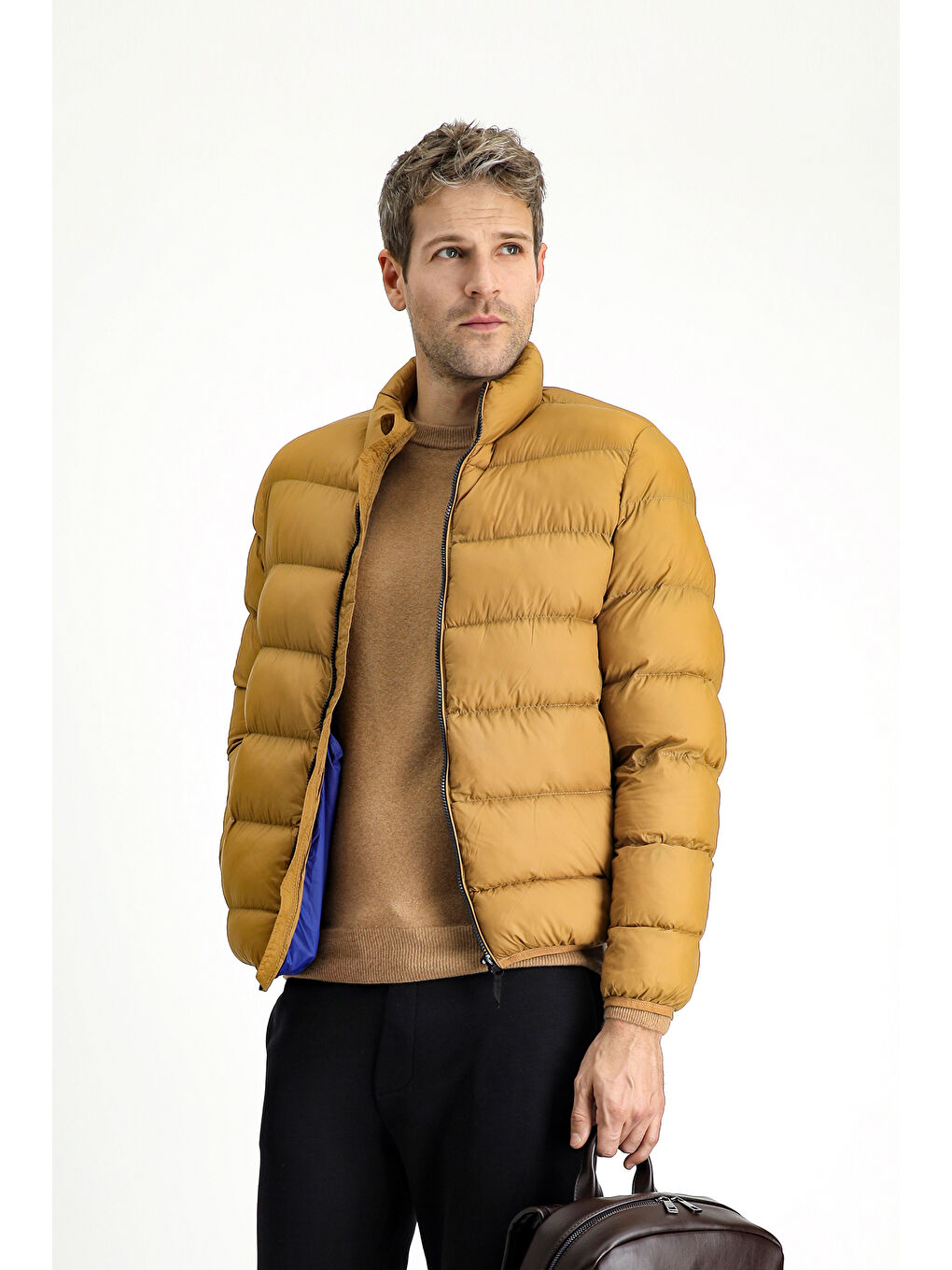 Sarı Çantalı Spor Şişme Mont-2